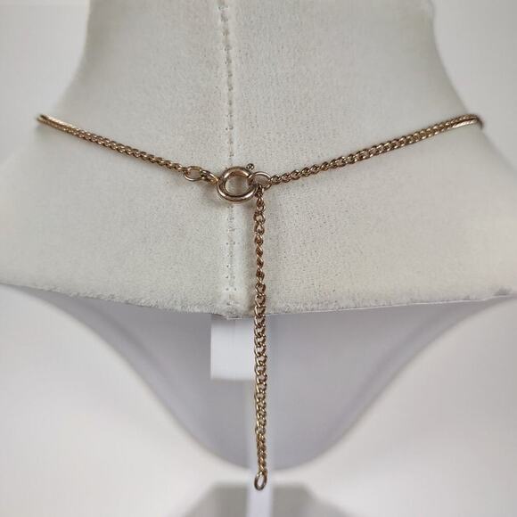 Vintage Gold Tone Sarah Coventry Green And Red Triangle Enamel 15" Necklace - Picture 5 of 8